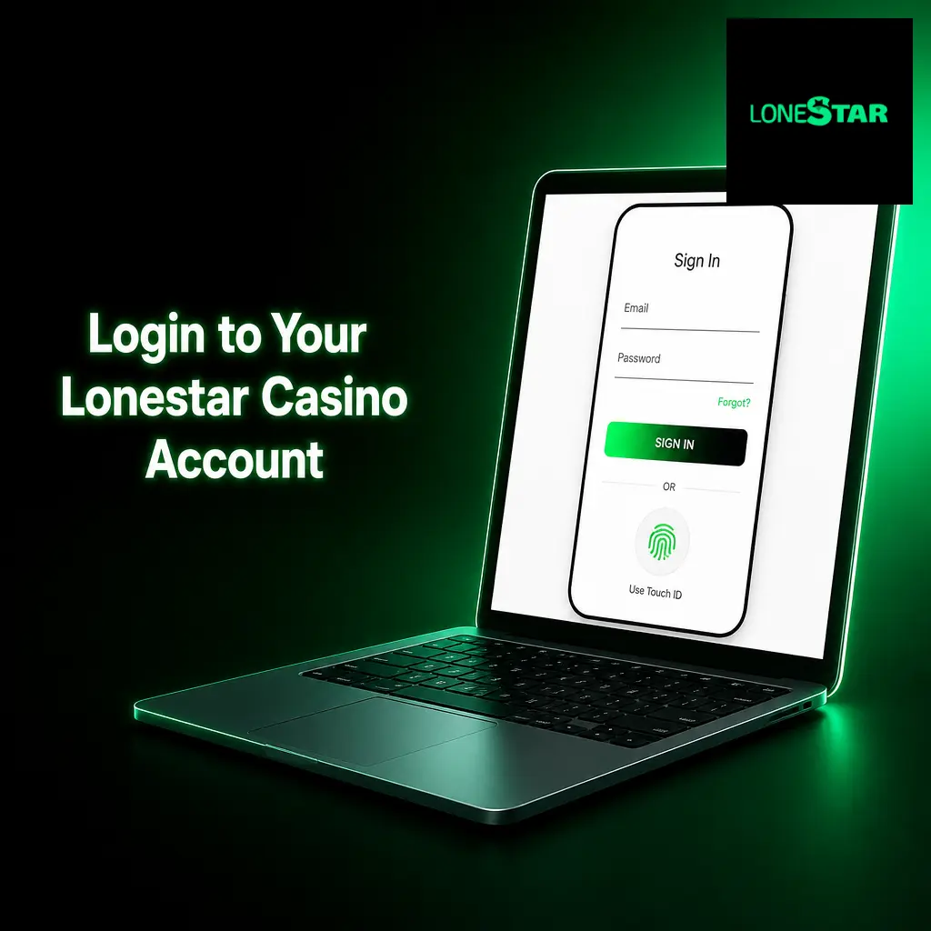 Lonestar Casino login screen on a laptop