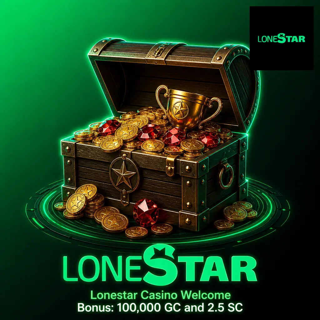 Lonestar Casino welcome bonus screen showing Gold Coins and Sweeps Coins
